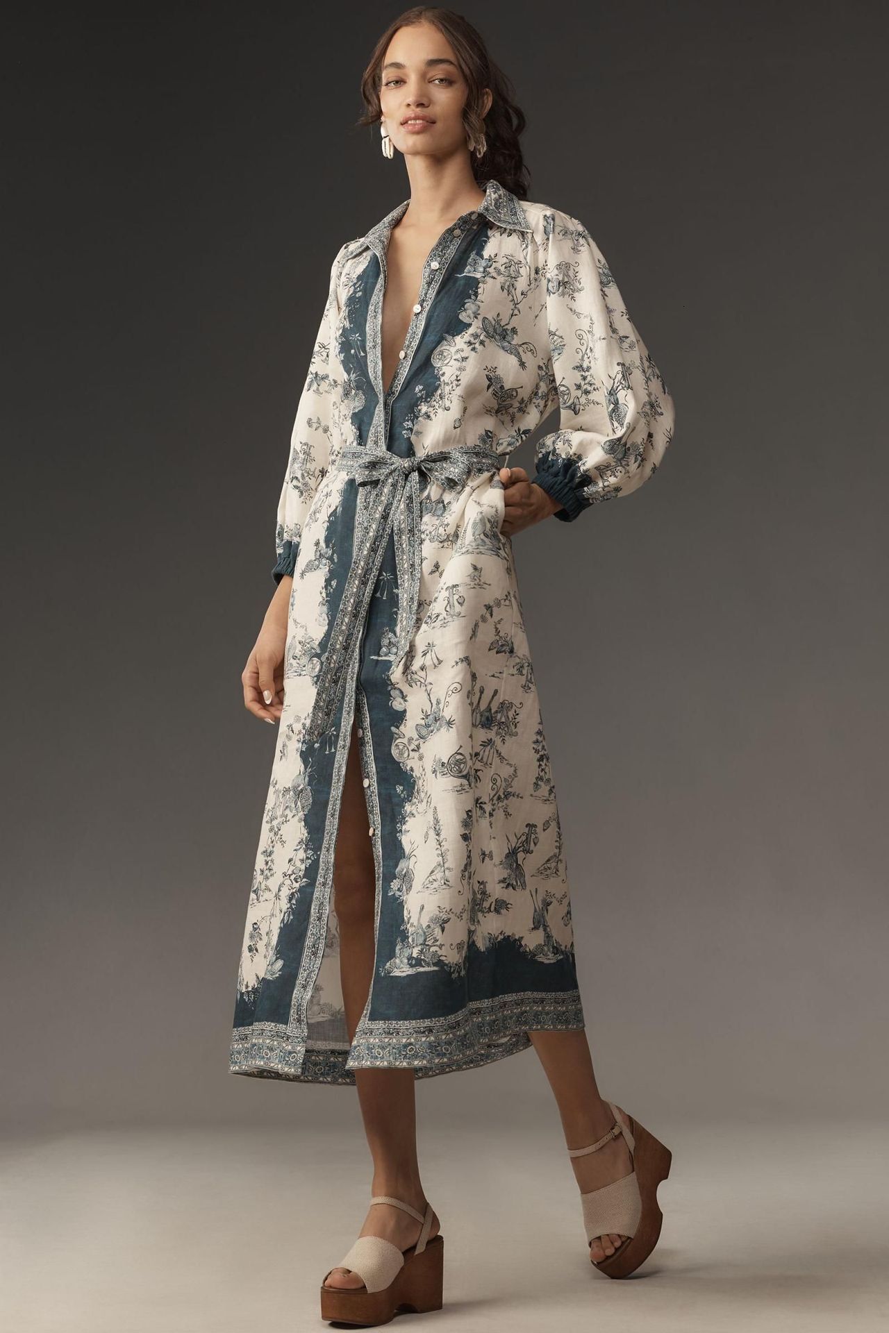 2025 New Fashion Women Linen Shirt Dress Flower Printed Shirt Skirt Casual Slim Fit Long Dresses Linen Clothes