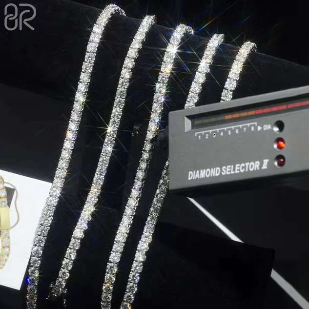 Drop Shopping 3MM 4MM 5MM Vvs Moissanite Tennis Necklace Chain Fast Delivery Iced Out Fine 925 Silver Diamond Tennis Bracelet
