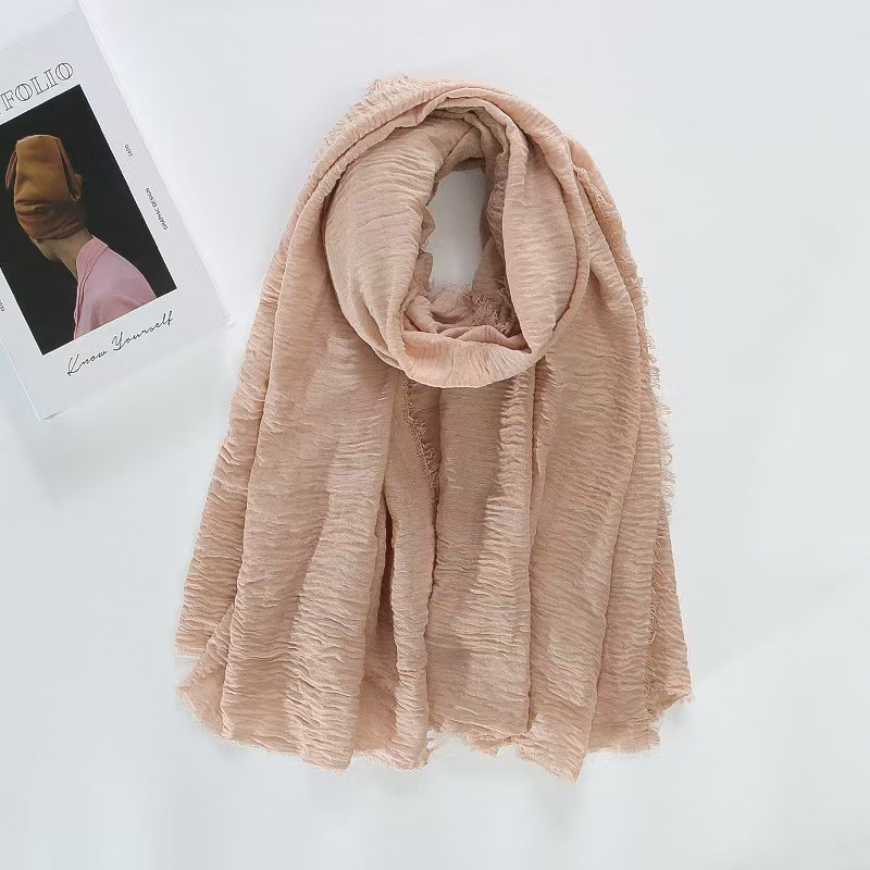 T678 solid color encrypted cotton and linen scarf ladies silk scarf shawl long scarf
