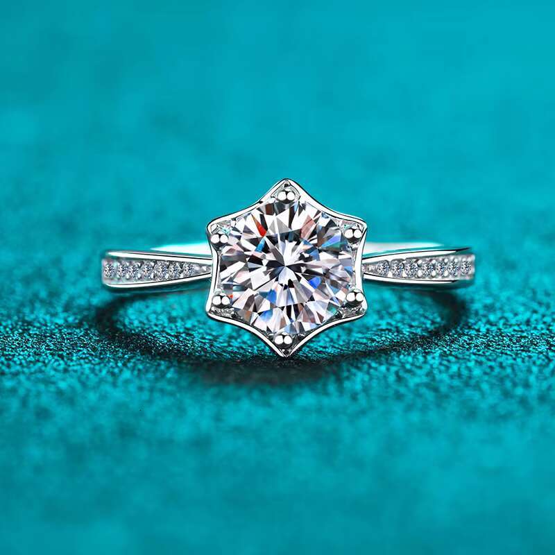 1 Ct Moissanite Round Cut Wedding Band Factory Wholesale S925 Sterling Silver Women Jewelry Fashion Diamond Ring