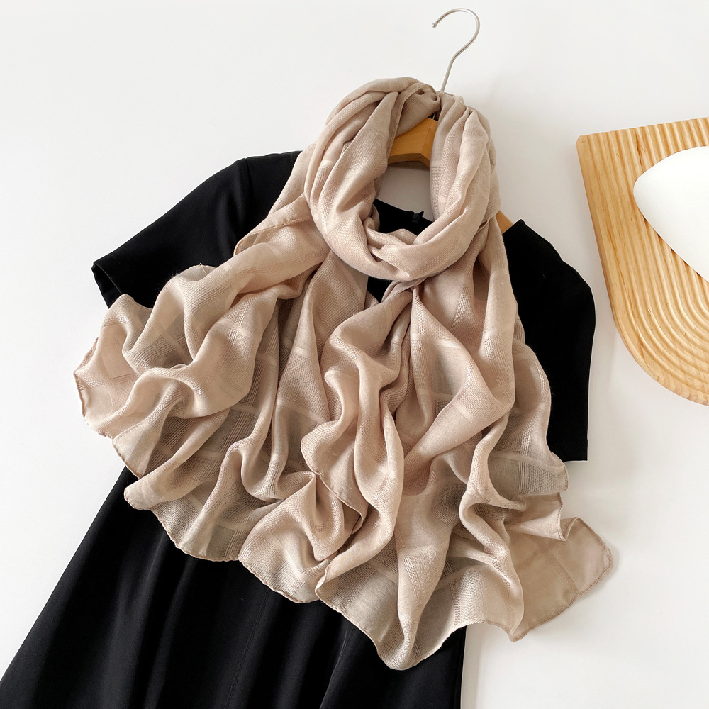 K686 Pure color silk scarf long strip high-grade sense women's European and American imitation silk thin scarf medium long scarf cross-border sca