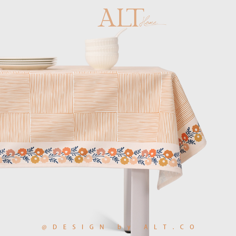 T0456 cream green table cloth light luxury high-end table cloth high-end rectangular table mat coffee table living room home