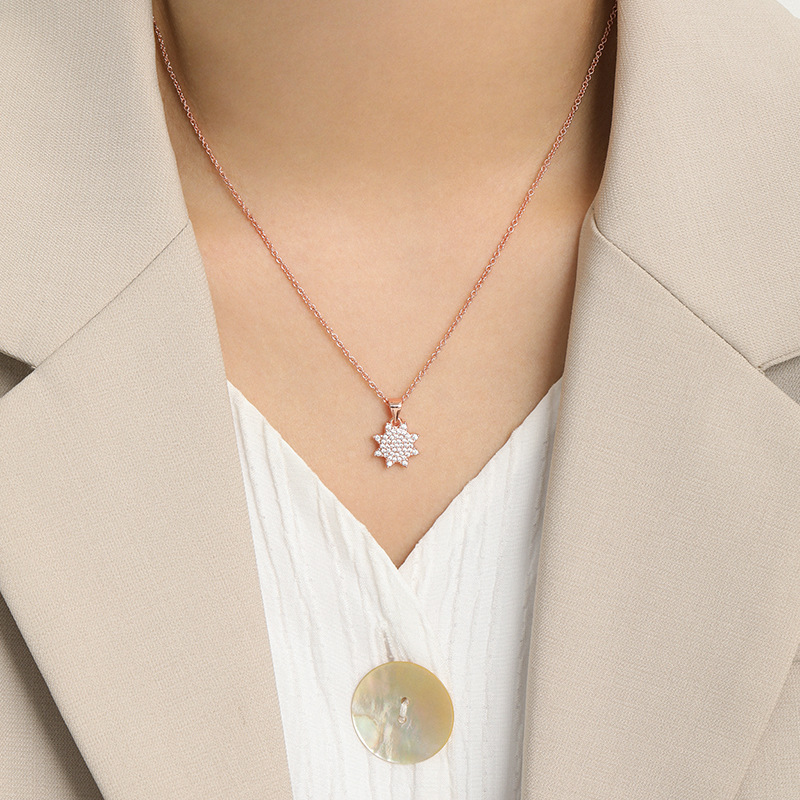 Octagonal Star Meteor Necklace | Simple Diamond-Encrusted Comet Sunflower Pendant | Fashion Jewelry for Women