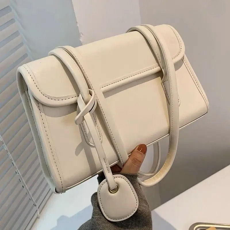 Vintage Bags - Chic Ivory Leather Underarm Bag, Designer Shoulder Handbags, Retro Style Purses Women, Lightweight For Daily Use New Free Delivery Desi