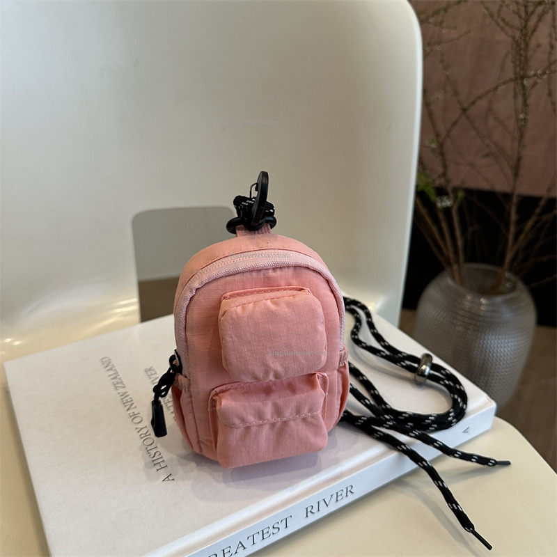 Designer pendant mini small square bag nylon waterproof women's multi pocket headphone bag minimalist solid color zipper crossbody bag coin pocke