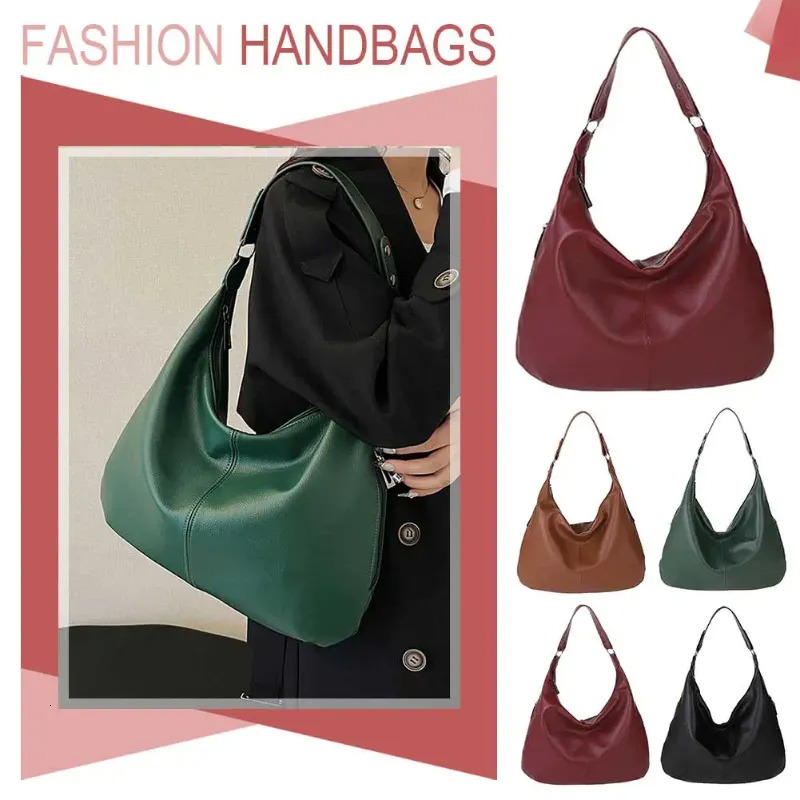PU Handbags Shoulder Bags: Stylish Large Capacity Soft Slouchy Tote Trendy Handbag New Free Delivery Designer Bag