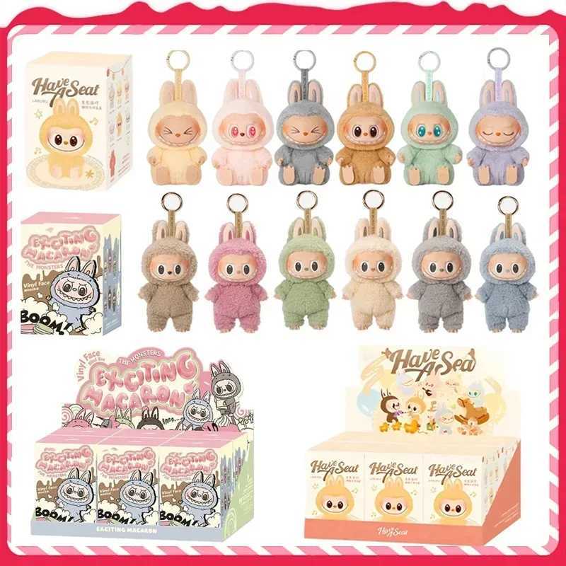 Kawaii Labubu The Monsters Blind Box Have A Seat Series Macarrr Vinyl Base Series Monster Keychain Decorations Birthday GiftsT250514