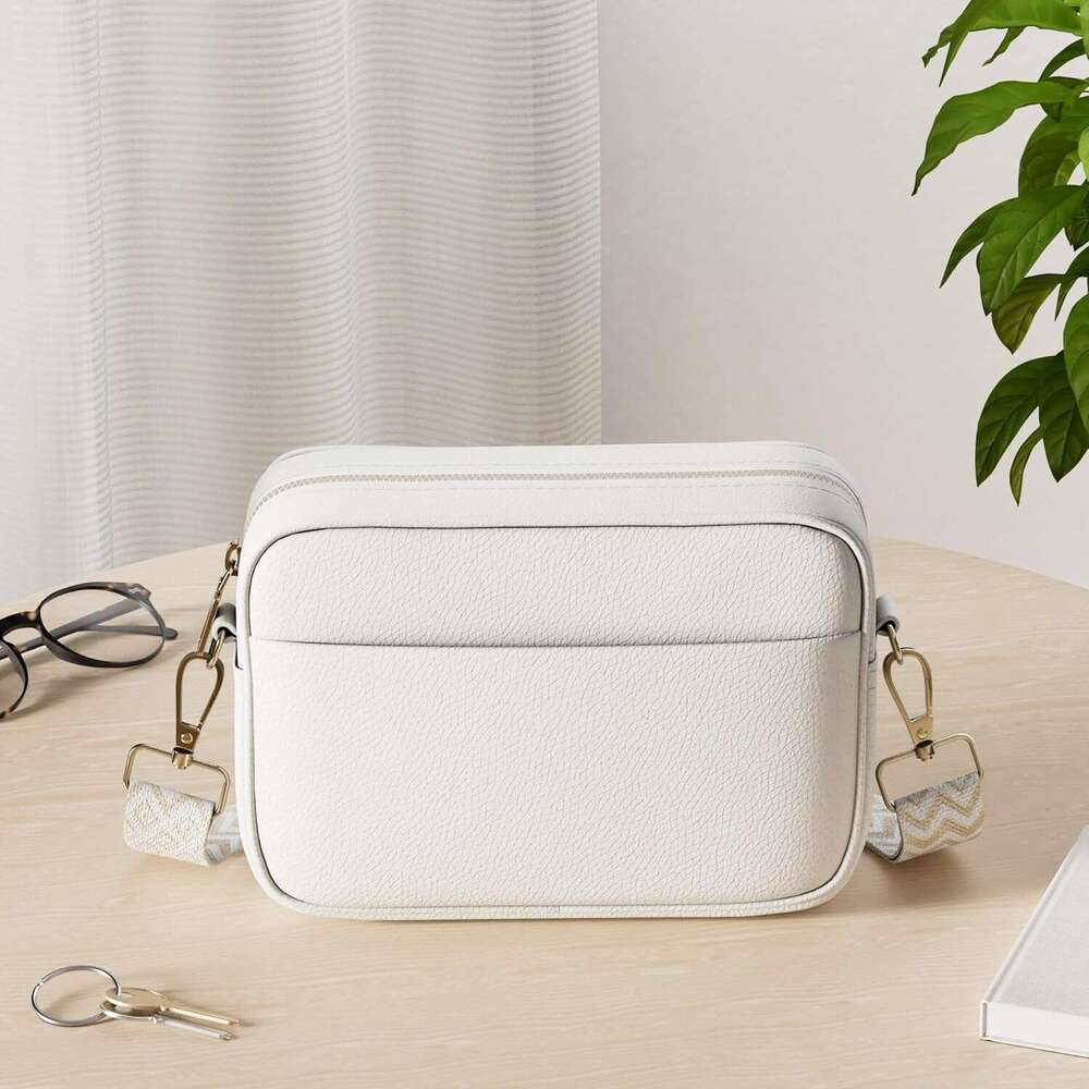 Crossbody Women Leather Handbags Shoulder Bags Ladies Camera Cross Body Bag with Adjustable Wide Strap and Chain for Travel Shopping Work Daily Use