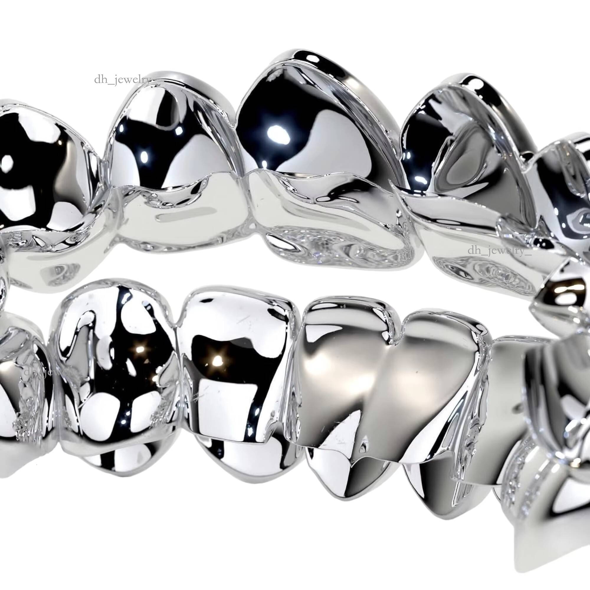 Mens Hip Hop Custom Sier Iced Out Moissanite Dia Grillz Teeth on White Gold Chain Best Price Jewelry