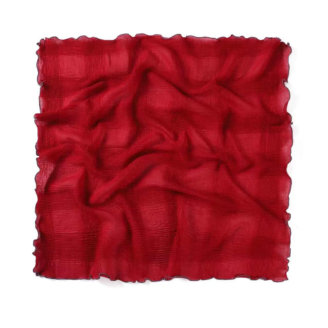 T682 pleated small square scarf air conditioning shawl sunscreen outer wear solid color headscarf commuting silk scarf women's scarf