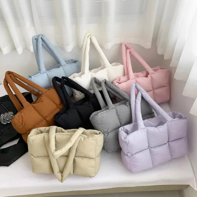 Tote Bags For Women - Quilted Shoulder In Solid Color, Large Capacity, Soft Tote, Trendy Commuting Bag New Free Delivery Designer Bag