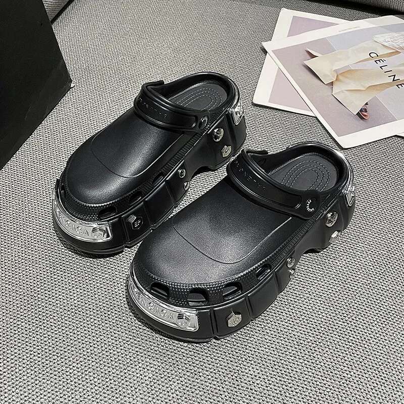 2025 Paris European Station Sponge Cake Hole Men's Couple Bag Head Women's Anti-Slip Deodorizing Slippers