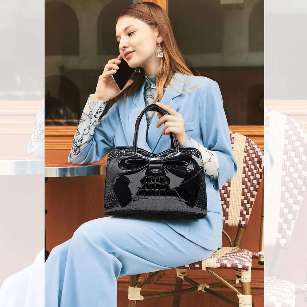 Handbags for Women Designer Top Handle Patent Leather Crossbody Shoulder Bags Party Clutch Ladies Elegant Tote Cute Bowknot Bag