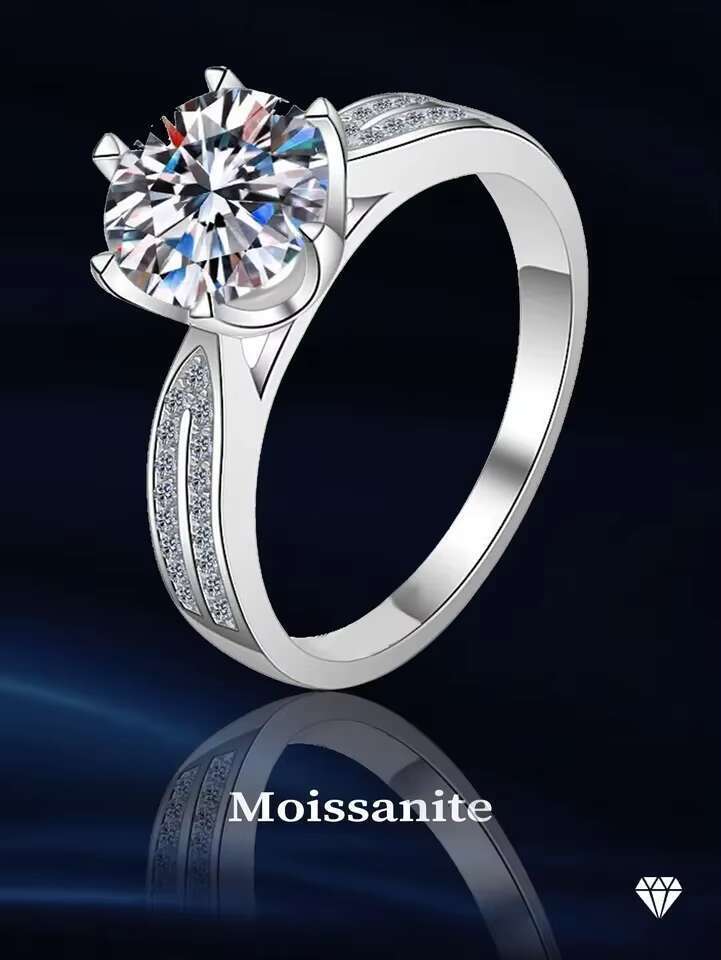New Trend Pure Silver 1.13ct VVS Women's Main Stone 6.5mm Silica Wedding Ring