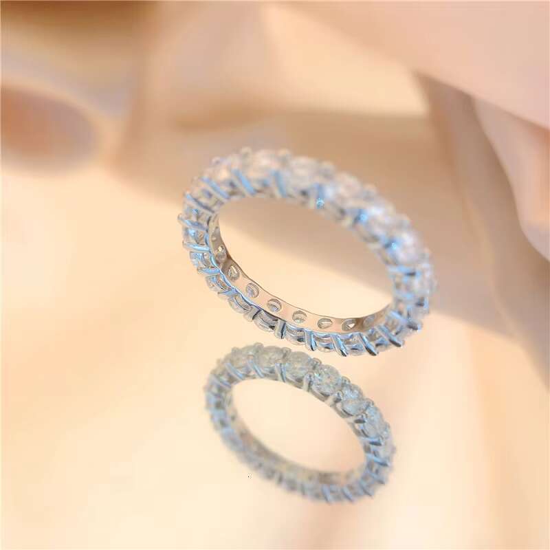 Cluster Gra Certified 3mm 5mm Sier Iced Out Hip Hop Moissanite Tennis Ring