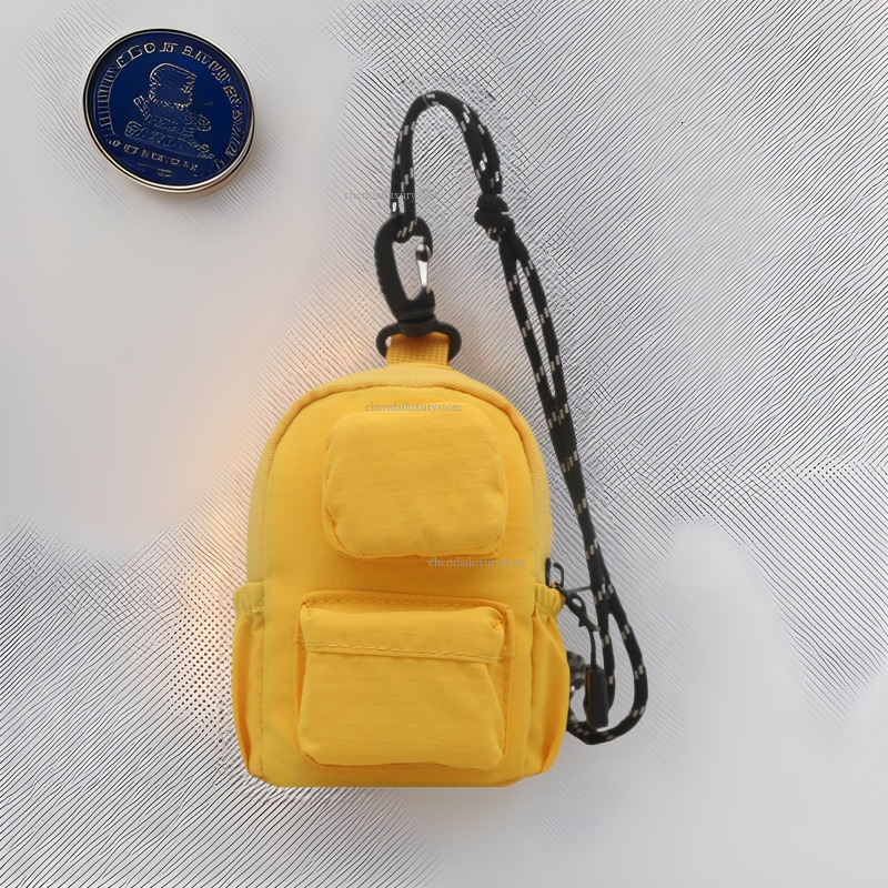Designer pendant mini small square bag nylon waterproof women's multi pocket headphone bag minimalist solid color zipper crossbody bag coin pocke