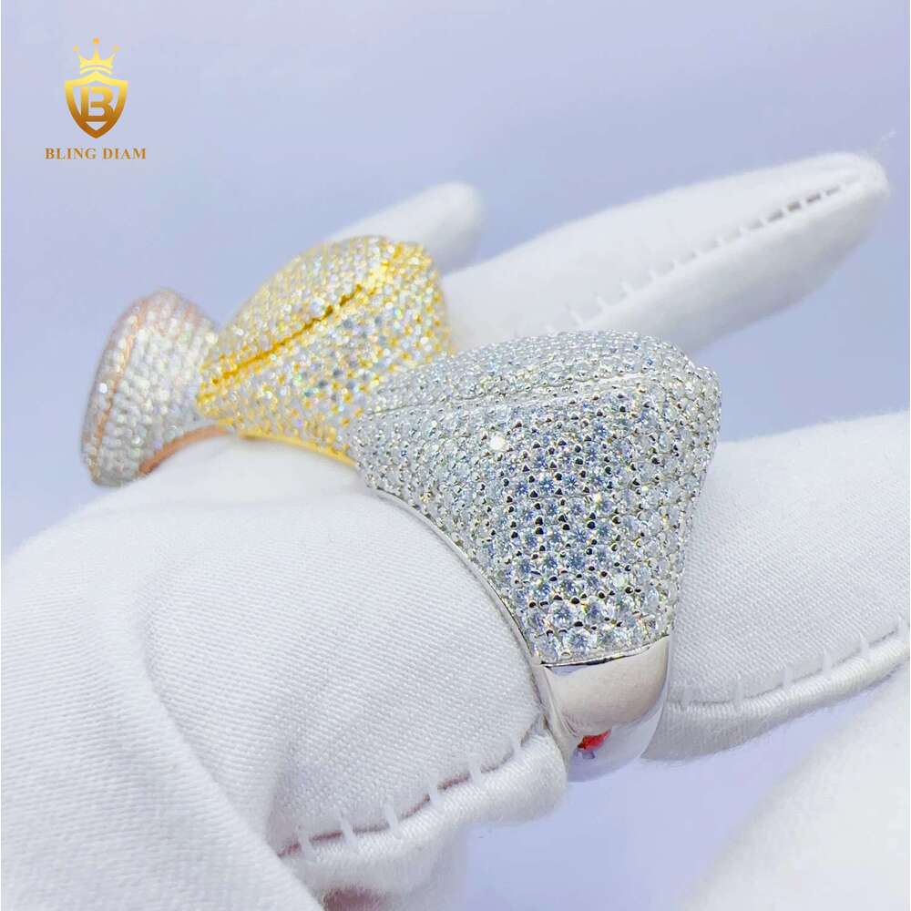 Tester Ice Cold VVS Moissanite Ring Cool Little Finger Hip Hop Style Platinum Plated Men's Jewelry