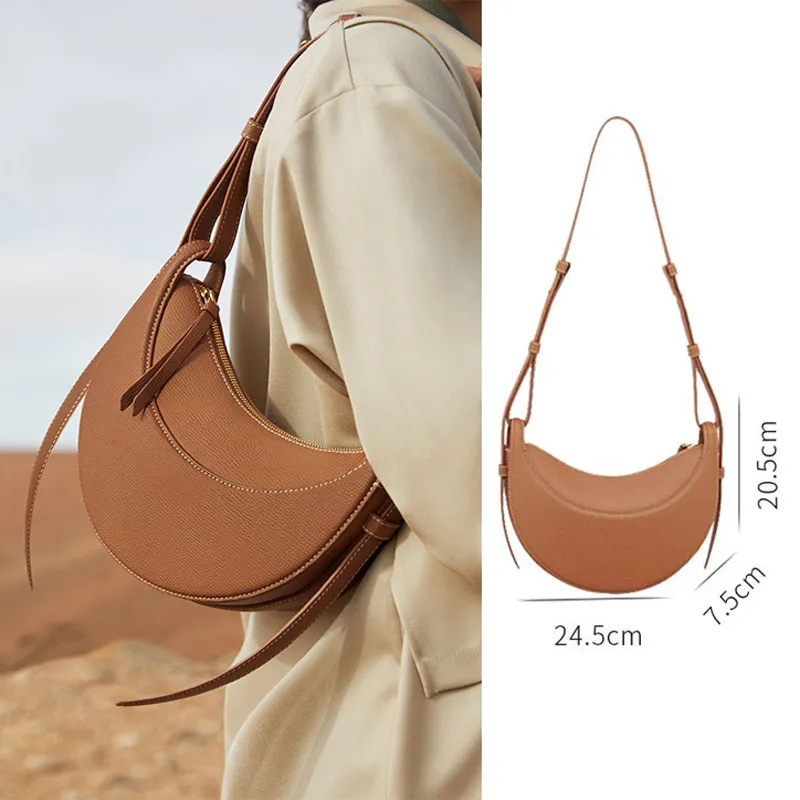 Designer New Arrival Cyme bag Tote Leather Crossbody Large Capacity Shoulder Strap French Minimalist Style Caramel Brown Travel Bag