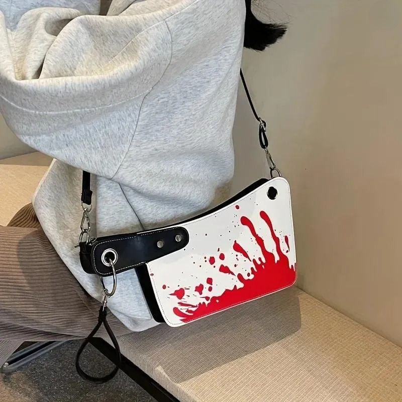 Free Shipping Totes Halloween Funny Horror Kitchen Knife Handbag Durable Niche High-quality Texture Simulation Ladies Messenger Designer Bag Luxury Ba