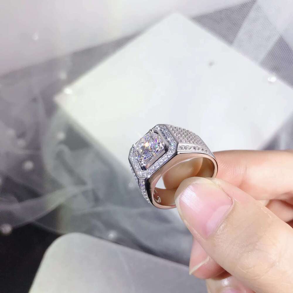 1CT 2CT 3CT 5CT gra vvs ring men white gold plated iced out moissanite rings sterling sier hip hop