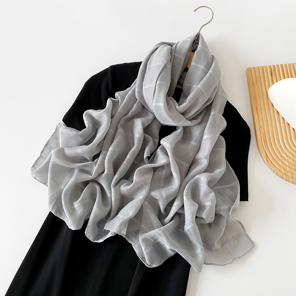 K687 New style small fresh and soft spring, summer, autumn and winter solid color scarf sun protection warm shawl cotton and linen headscarf silk scar