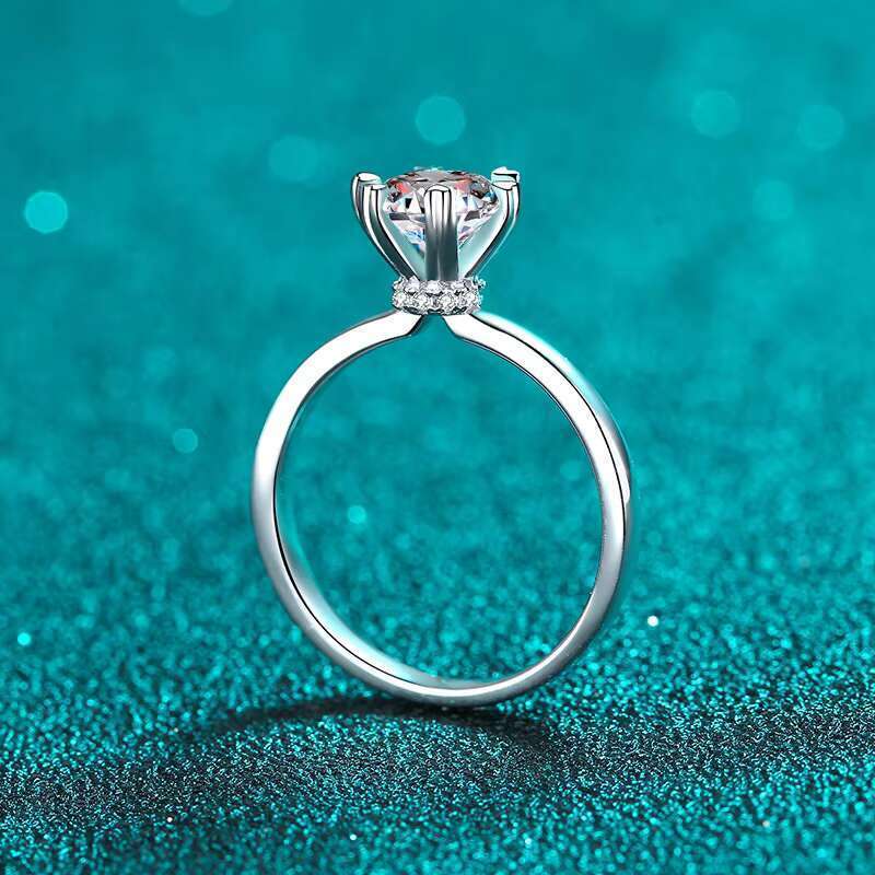Luxurious S sterling silver 2ct silica engagement wedding exquisite jewelry ring, six claws chilled for women
