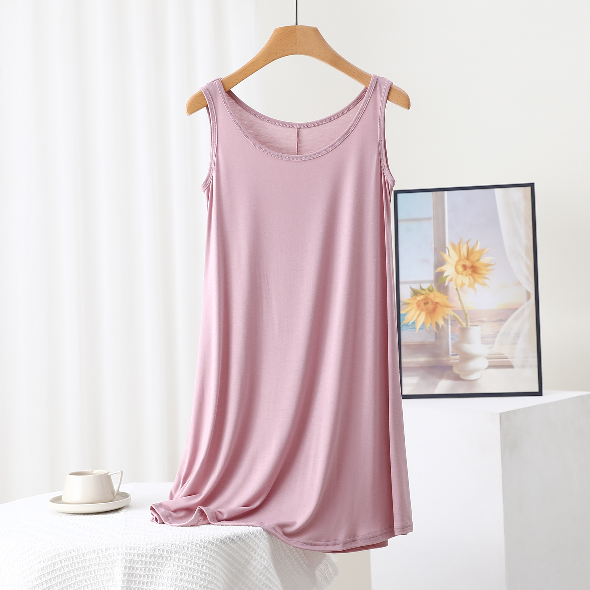 X150 Large size mid-length vest skirt for women summer thin dress inner sleeveless loose large size simple home