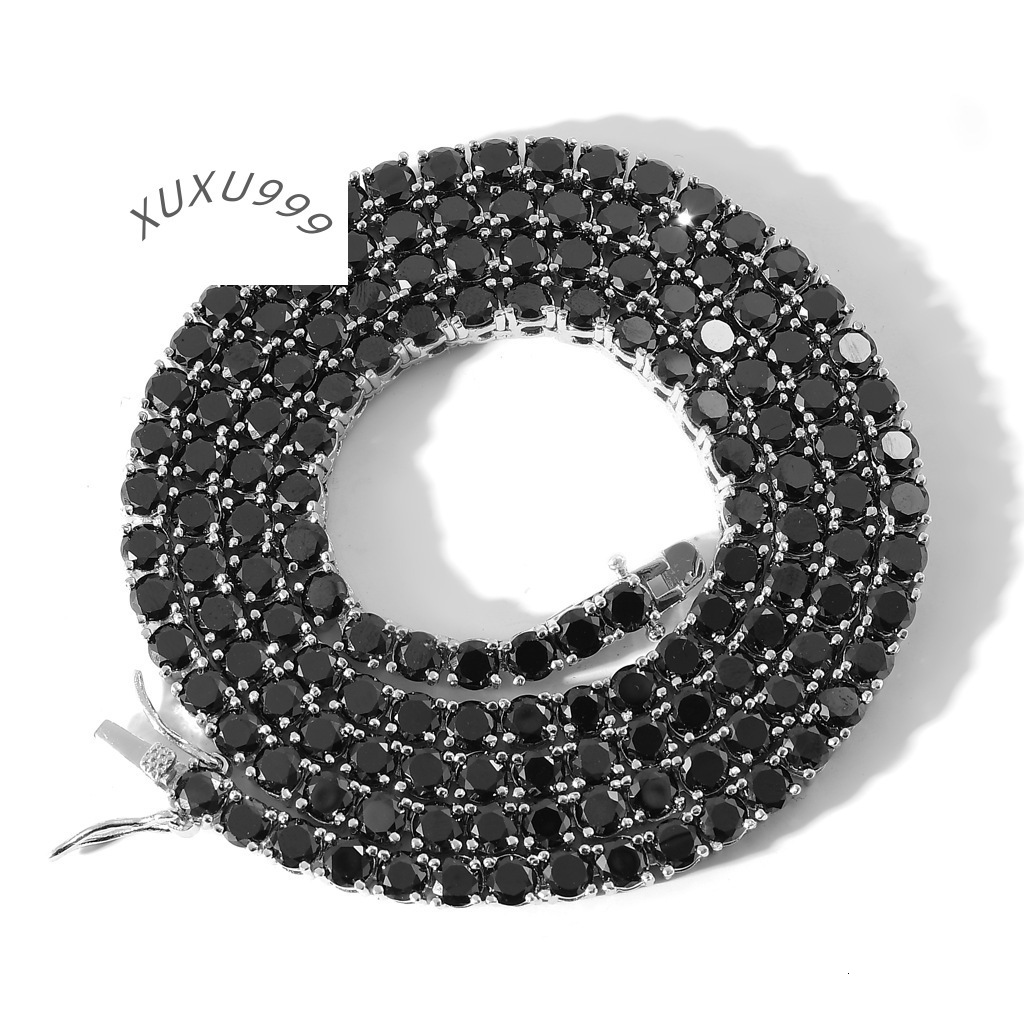 BES 4mm Fashion Men Women Jewelry Set CZ Iced Out Bling 5A Cubic Zirconia Black Tennis Chain Bracelet Necklace Hip Hop Jewelry