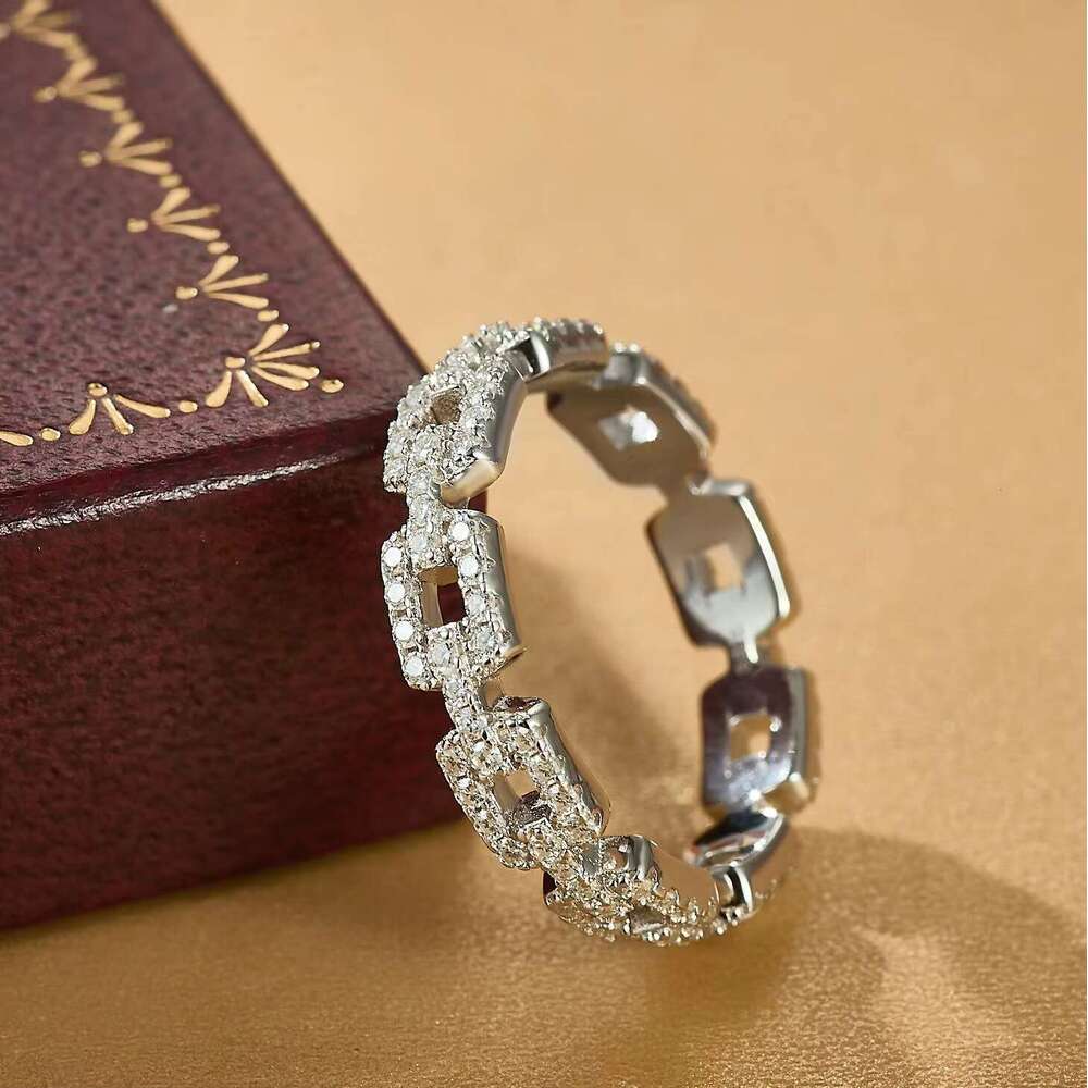 Pure silver eternal Cuban ring certified VVS1 silica chilled hip-hop style men's and women's wedding accessories