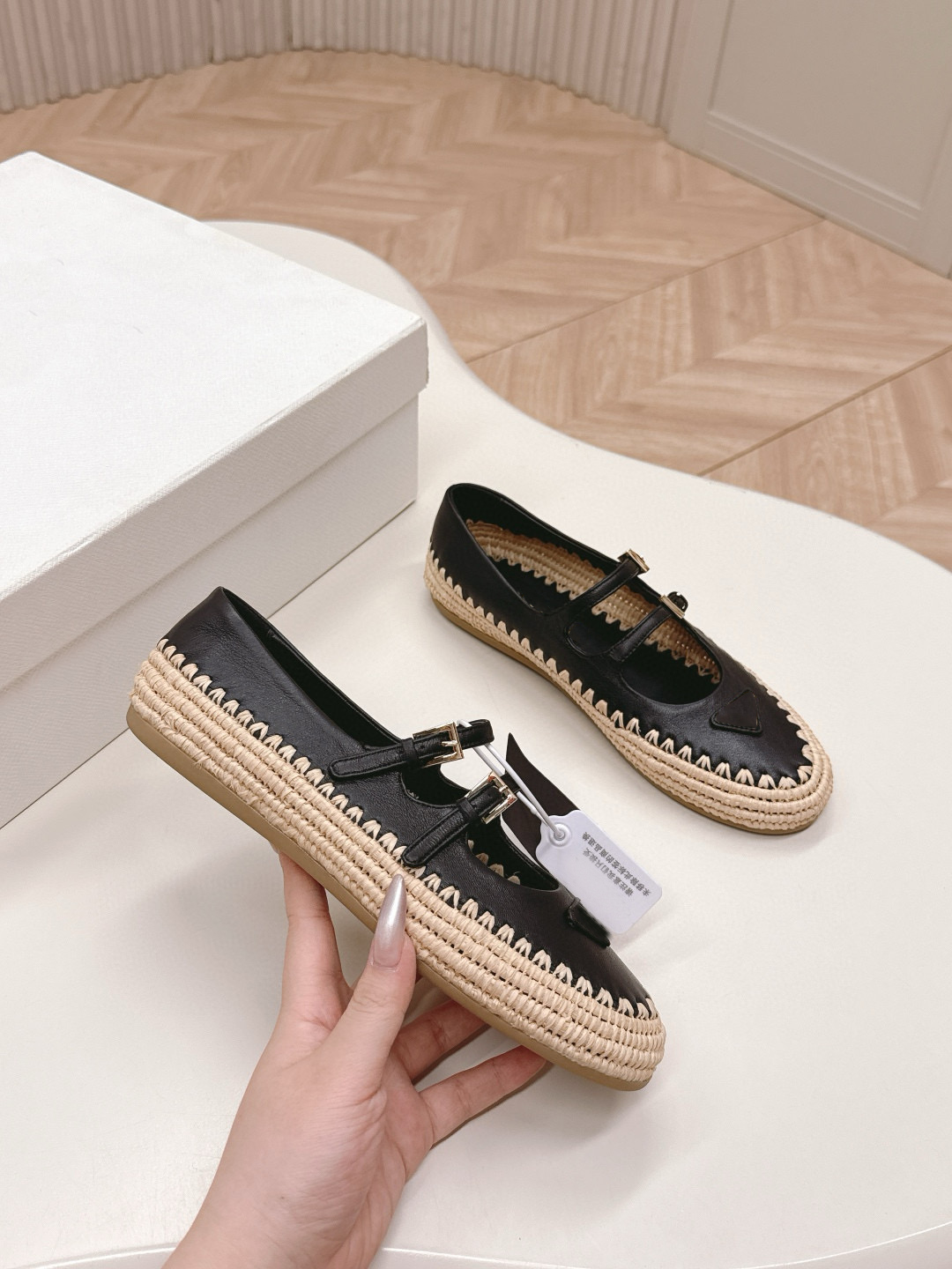 designer Shoes Women Ballet Flats luxury Nappa leather and Raffia ballerinas Triangle mark Suede ballerinas Straw fisherman Mary Jane shoes Size 35-41