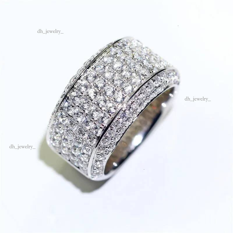 Size 8-12 Rulalei Brand Tycoon Wedding Rings Sparkling Jewelry Sterling Sier Pave White Moissanite Dia Party Eternity Engagement Ring For Men Gift