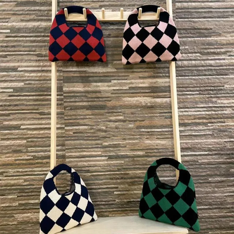 Women's Evening Handbags Plaid Knitted Shoulder Bag - Hollow Out Tote & Wrist Purse New Free Delivery Designer Bag