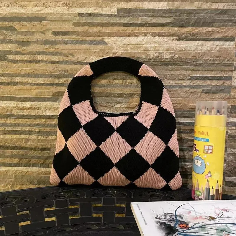 Women's Evening Handbags Plaid Knitted Shoulder Bag - Hollow Out Tote & Wrist Purse New Free Delivery Designer Bag