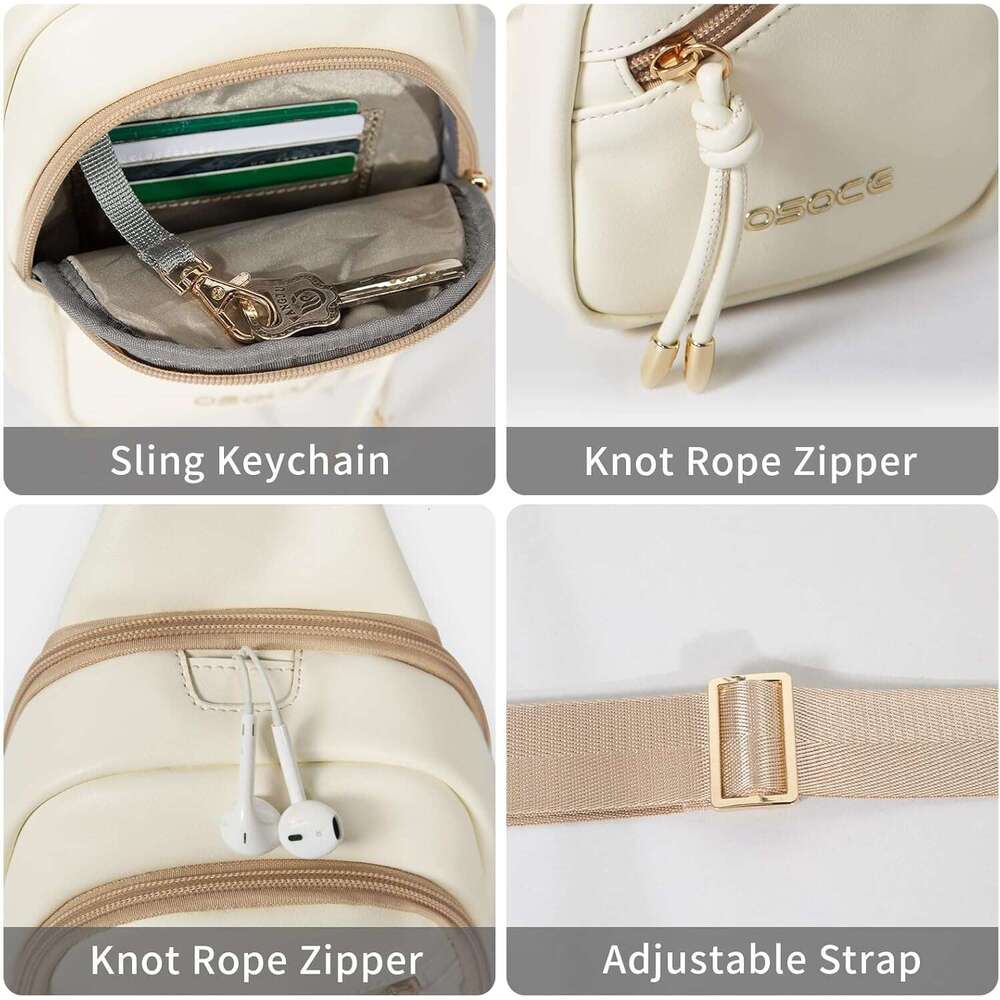 Crossbody Women RFlD Pocket Small Shoulder Bag with Anti Theft Zipper Clips, Adjustable Strap Perfect for Shopping and TravelWhite