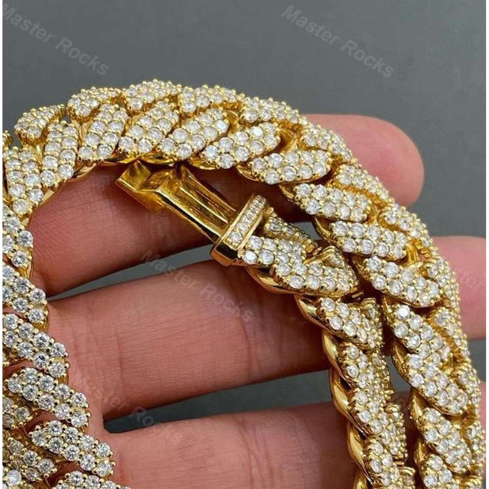 By testing Moissanite 17mm 2-line sier Cuban chain jewelry necklace for women