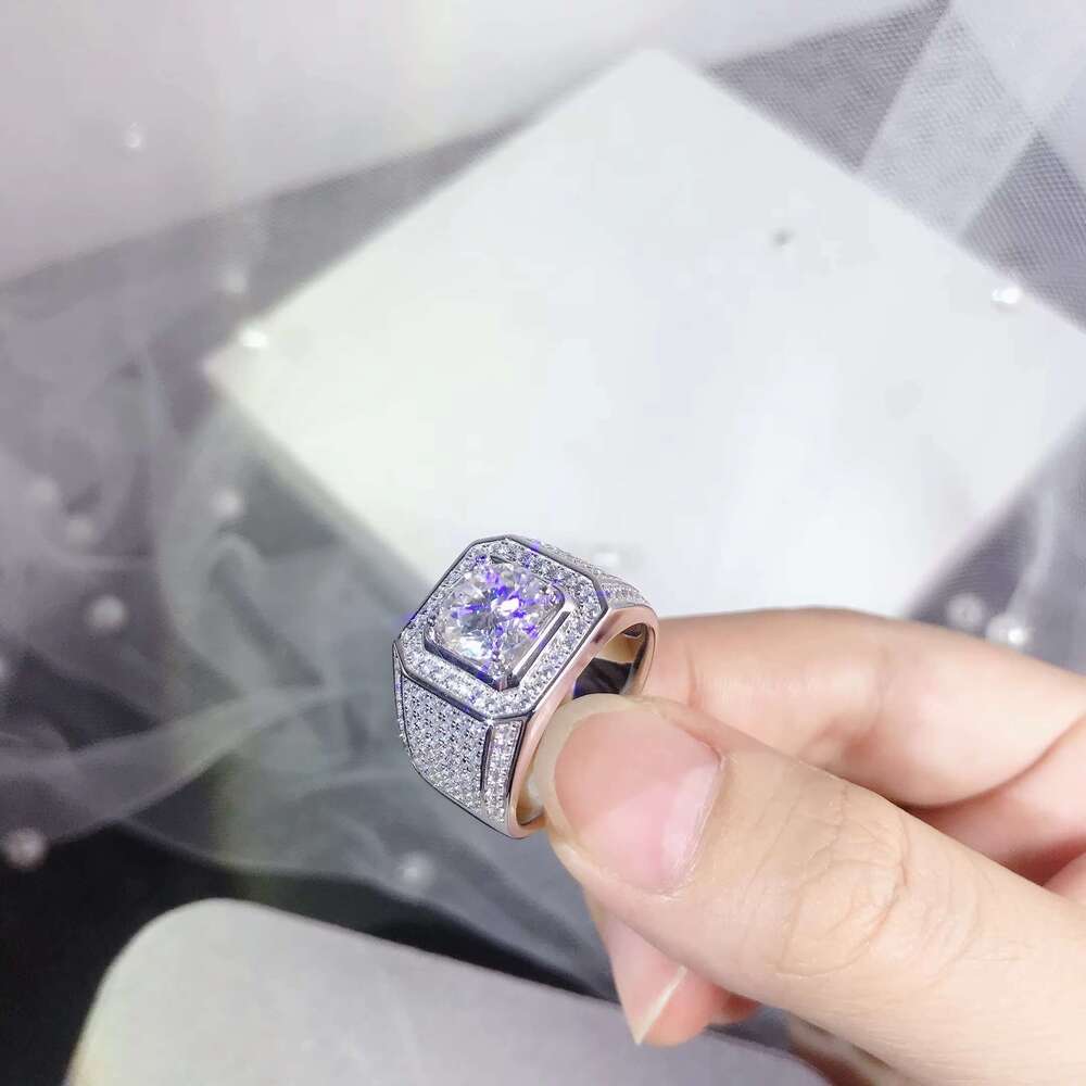 1CT 2CT 3CT 5CT gra vvs ring men white gold plated iced out moissanite rings sterling sier hip hop
