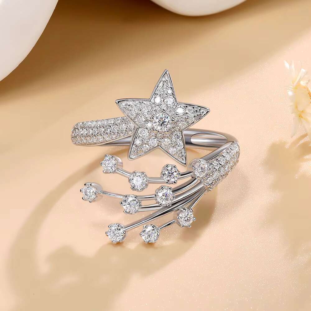 Price Iced VVS Moissanite Star Eternal Ring S Pure Silver Women's Wedding Gift