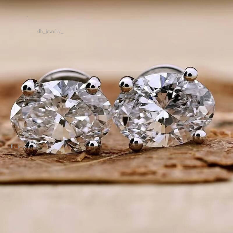 Igi Gia Certified HPHT CVD Vvs1 Lab Grown Created Dia 14k Solid Gold Earrings Studs Oval Cut Screw Back Stud 1 2 3 Ct
