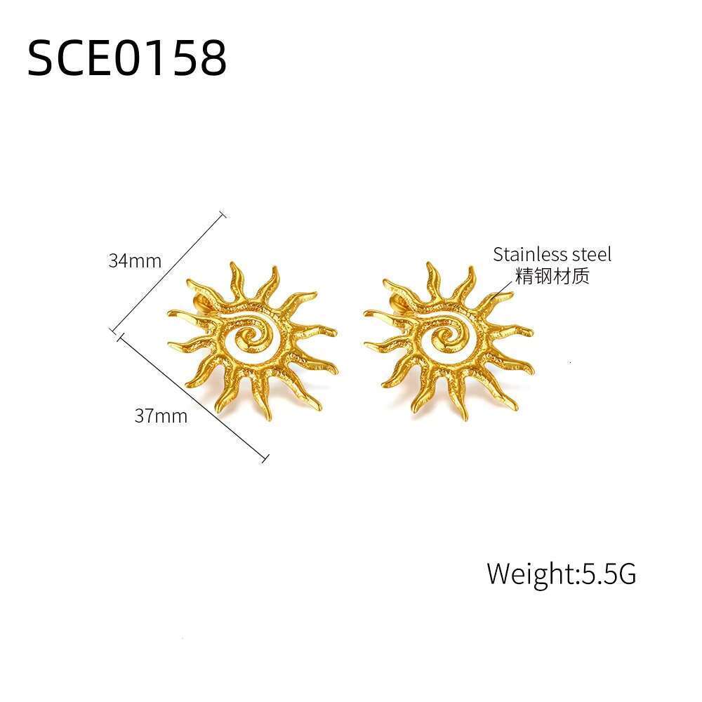 Gold plated exaggerated spiral suower stainless steel fashionable women's earrings