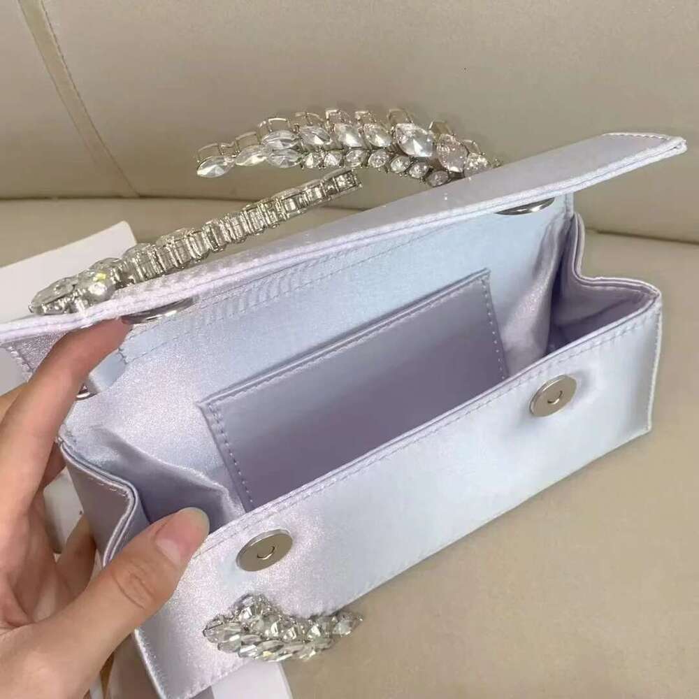 Dinner Bag Satin Metal Handheld Women Handbag Crystal Shiny Rhinestones Dia Evening Wedding Party Clutch Purse Shoulder Bag KQ