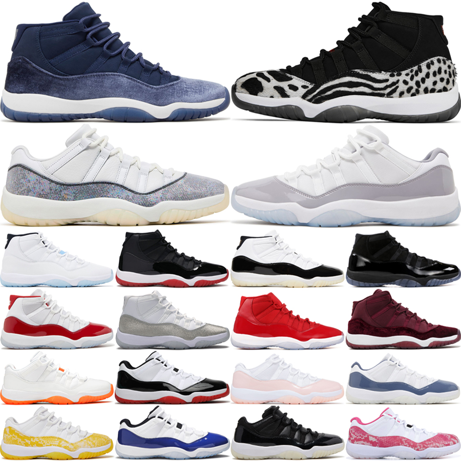 Top Jump 11 Men Women Basketball Shoes Leather 11 Low Designer Trainers Cool Grey Bred Space Jam Cherry Midnight Navy Velvet Outdoor Sneakers Size 36-47