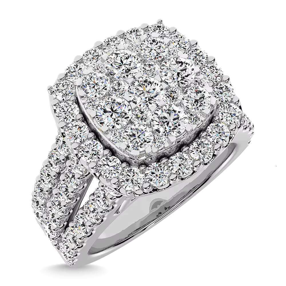 Luxury Engagement Silver High Quality Round Cutting Rubble Ice Cold Women's Ring Boutique Jewelry