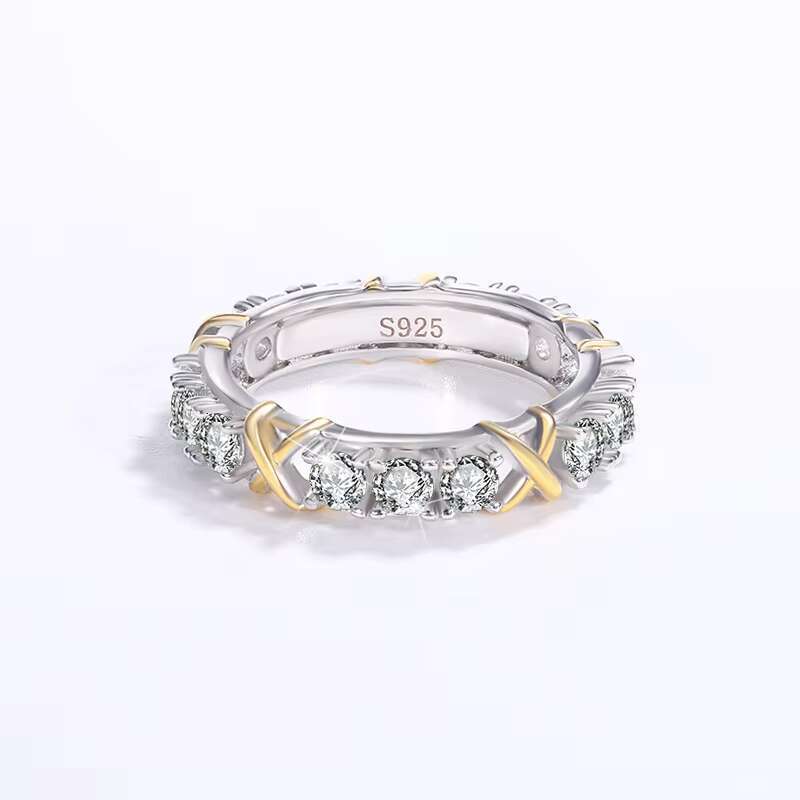 Dropshipping Customized Jewelry White Dia Stone 2mm/4mm Moissanite Engagement Eternity Band Rings for Women
