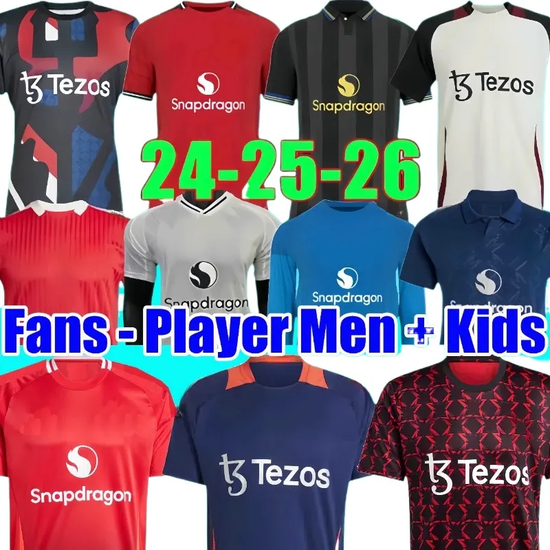 24 25 26 Soccer Jerseys GARNACHO HOJLUN MARTINEZ CASEMIRO football shirts B. FERNANES men kids kits MAINOO ZIRKZEE Pre match icon jersey