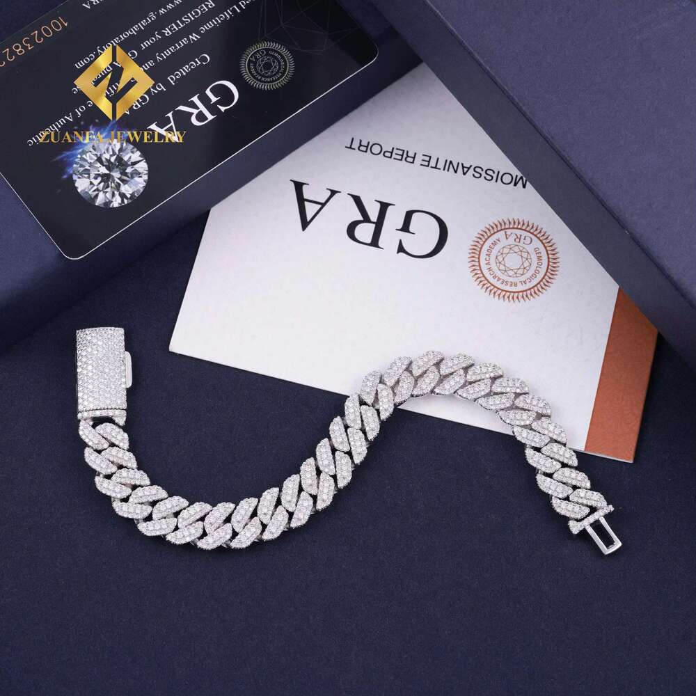Hip hop men's sier 10mm Cuban chilled bracelet Moissanite jewelry