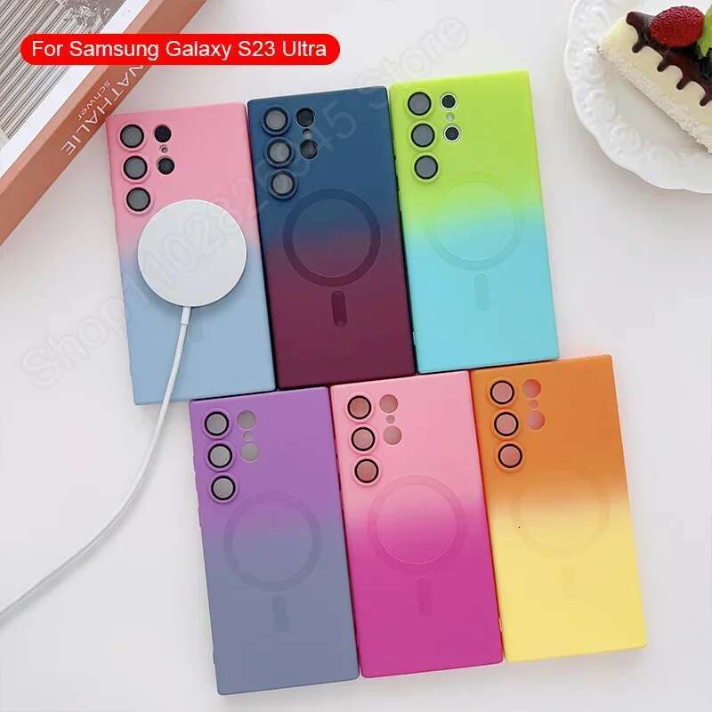 Comes With Lens Film Gradient Color Phone Case For Samsung Galaxy S25 Ultra S24 S23 S22 S21 Silicone Shockproof Back Cover
