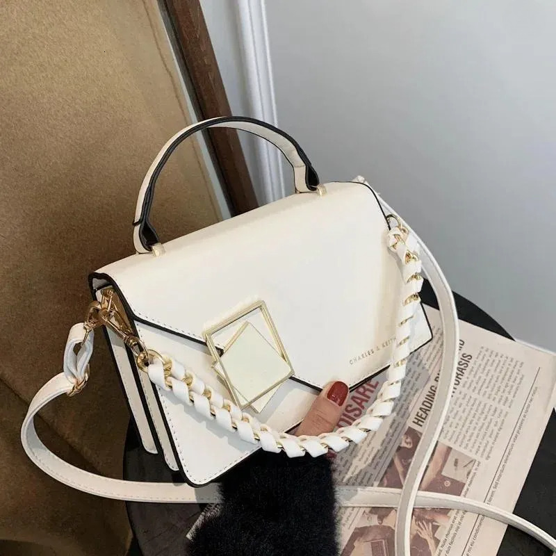 Square Shoulder Bag For Women Solid Leather Crossbody With Chain Strap | Designer Handbag Purse New Free Delivery Designer Bag