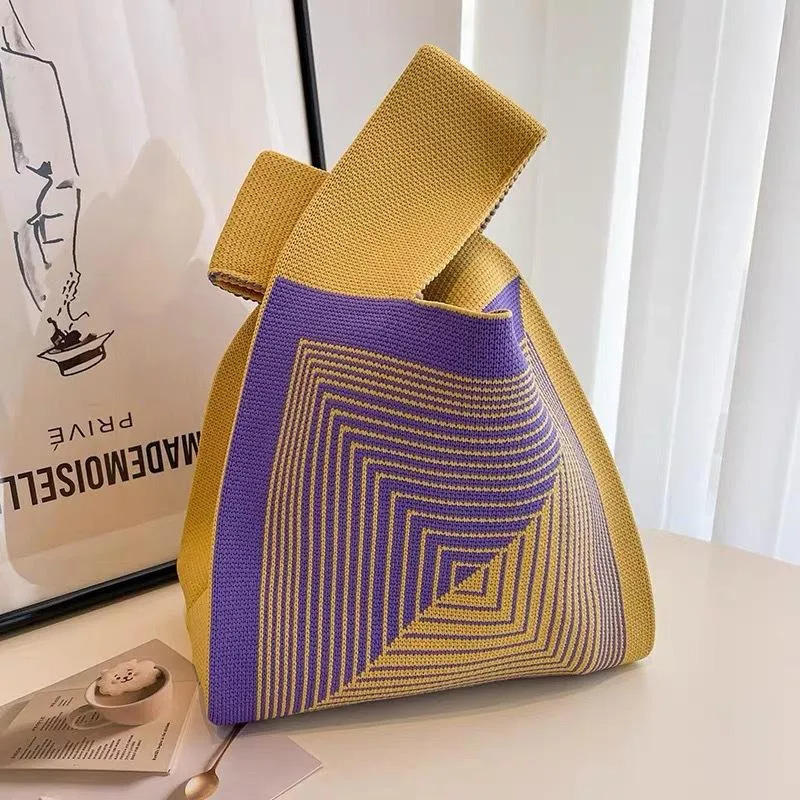 Free Shipping Totes Large Capacity Small Bag Women's Striped Knitted Portable Tote Outdoor Storage Korean Style Solid Color Designer Bag Luxury B