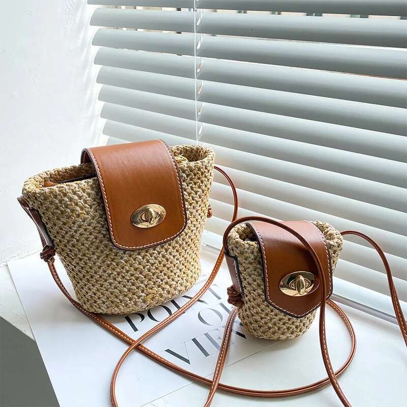 Mini for Women's Travel and Vacation Shoulder Small Crossbody Woven Straw Cross Beach Bag