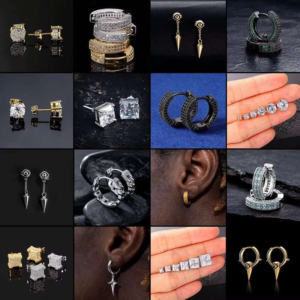 Best selling with tassel solid pound hip-hop Moissanite women's earrings